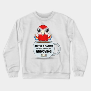 Coffee & Scarlet Macaws Crewneck Sweatshirt